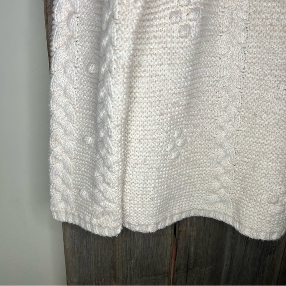 Lands' End Wool Blend Mock Neck Floral Chunky Knit Sweater Granny Size Small - Picture 5 of 12